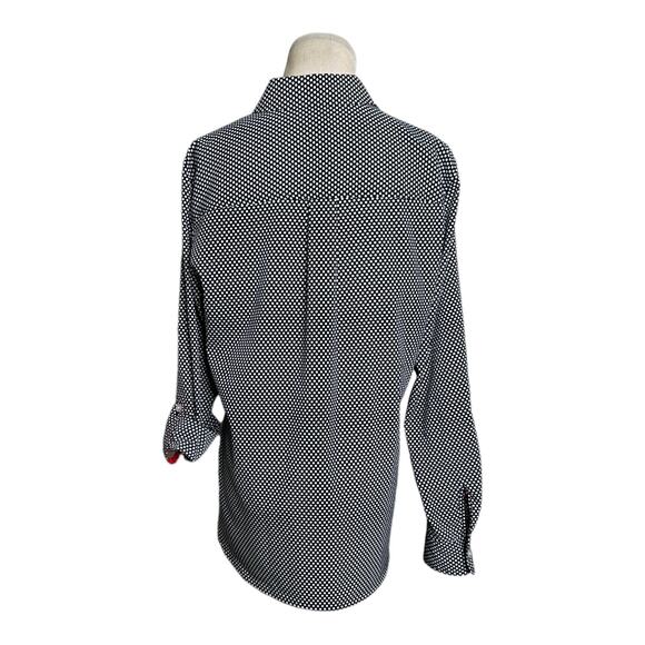 Jones New York black white polka dots buttoned shirt size M - Picture 2 of 9